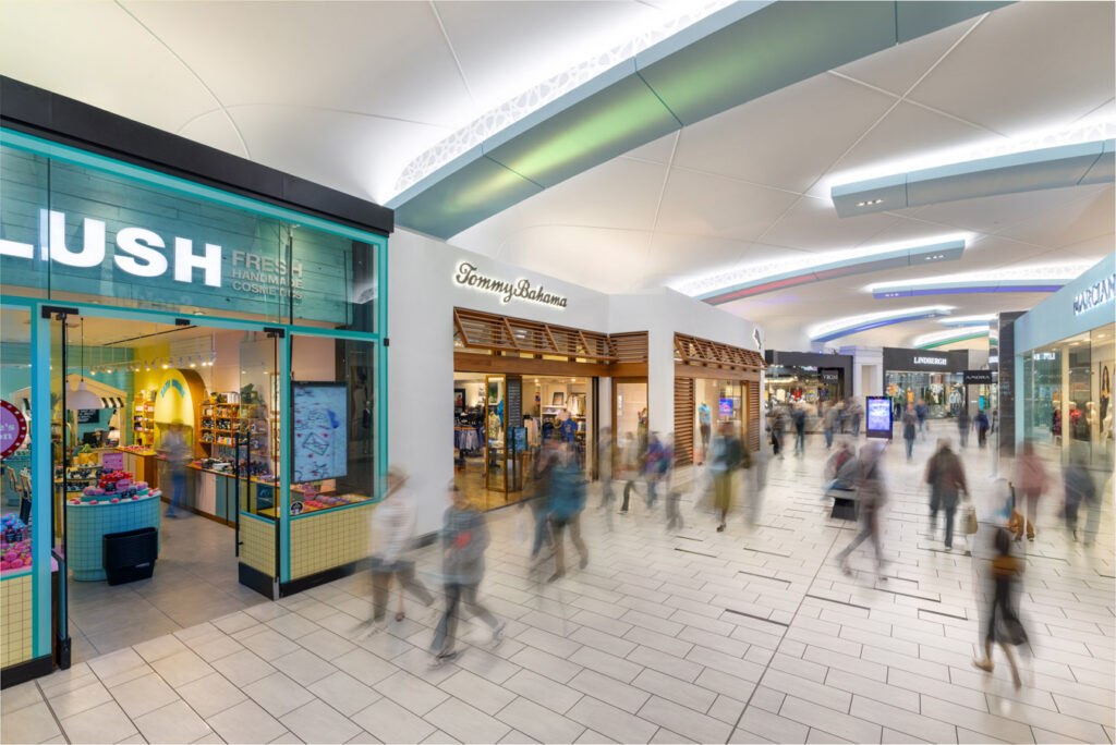 Visitors browse and shop inside Miracle Mile Shops, a popular retail destination on the Las Vegas Strip.