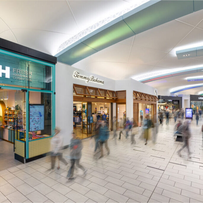 Visitors browse and shop inside Miracle Mile Shops, a popular retail destination on the Las Vegas Strip.